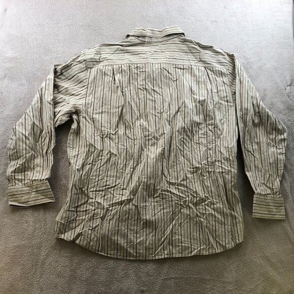 Dockers Mens Shirt Size XL Long Sleeve Pinstriped Button Up Casual Beige Retro - Picture 10 of 10